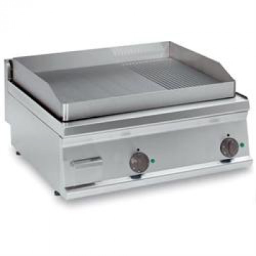 TECNOINOX Elektro-Tischgrillplatte FTR8E7-1/3 Gerillt+2/3 Glatt 