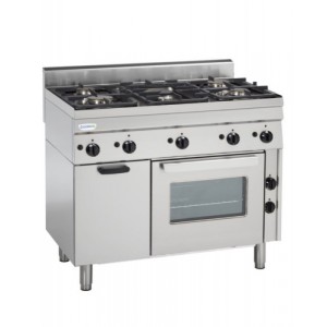 TECNOINOX Gasherd PF5G/6/0 mit  5 Brenner und Elektro Umluft- Backofen 