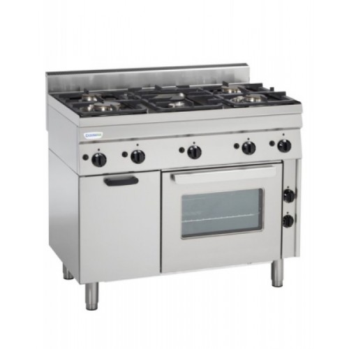 TECNOINOX Gasherd PF5G/6/0 mit  5 Brenner und Elektro Umluft- Backofen 
