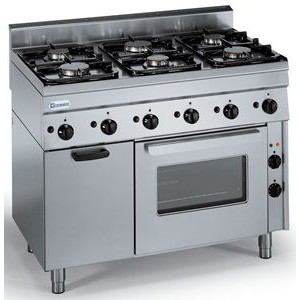 TECNOINOX Gasherd PF105G/6/0 mit  6 Brenner und Elektro Umluft- Backofen -