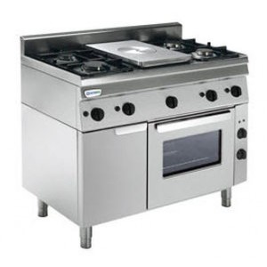 TECNOINOX Gasherd PPF5G/G6 mit 5 Brenner GN 1/1 Backofen