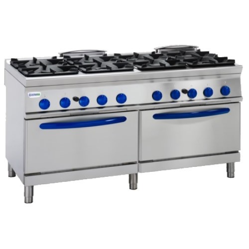 TECNOINOX Gasherd P2FG16GG9 mit 8 Brenner und Gas Backofen