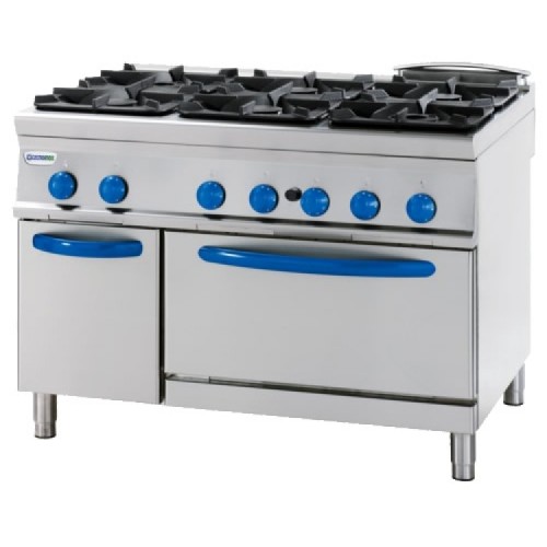 TECNOINOX Gasherd PFG12V9 mit 6 Brenner und Elektro Backofen