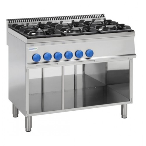 TECNOINOX Gasherd PC105G7A mit 6 Brenner und Offenem Untebau