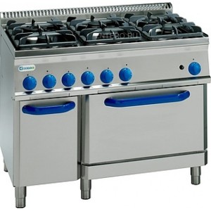 TECNOINOX Gasherd PF105V7 mit 6 Brenner und Umluft Elektro Backo