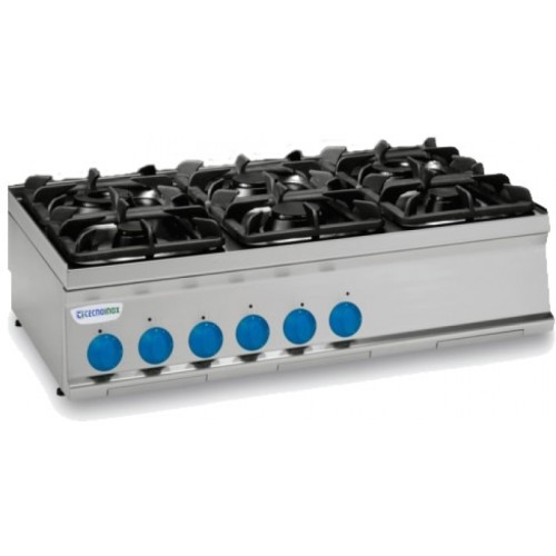 TECNOINOX Gasherd PCG12G/7 mit 6 Brenner Tischgerät 1200x700x280 TECNOINOX Gasherd PCG12G/7 mit 6 Brenner Tischgerät 1200x700x280