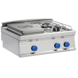 TECNOINOX Gasherd PCPG8G/7 mit 2 Brenner und Großkochfeld Tischg