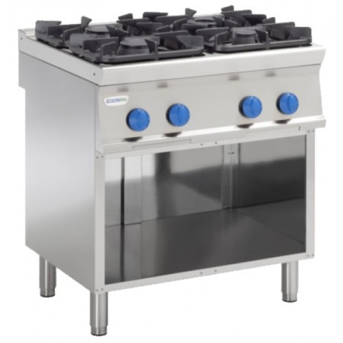 TECNOINOX Gasherd PCG8FG7 4 Brenner und Offenem Unterbau 800x700 TECNOINOX Gasherd PCG8FG7 4 Brenner und Offenem Unterbau 800x700