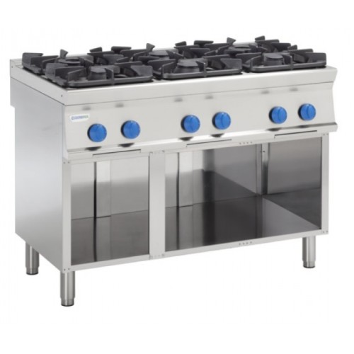 TECNOINOX Gasherd PC12FG7 6 Brenner und Offenem Unterbau 1200x70