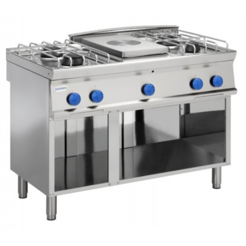 TECNOINOX Gasherd PCP12FG7 4 Brenner und Offenem Unterbau 1200x7