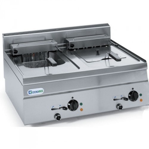 TECNOINOX Elektro-Tisch-Friteuse FR70ES/0- 2 x 8Liter 700x650x28