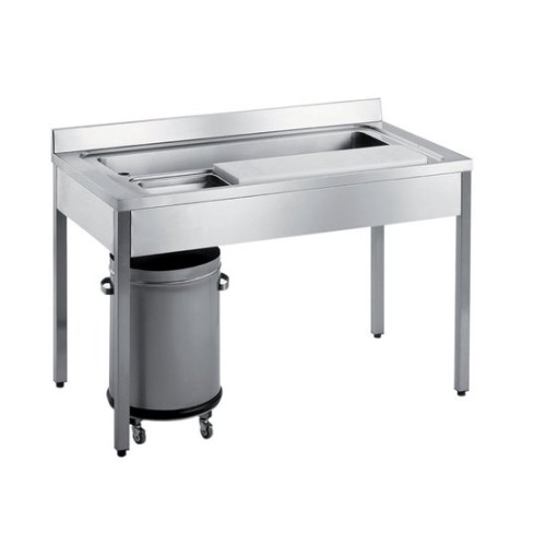 Gemüsewaschtisch TLV2/18 mit fahrbarem Mülleimer