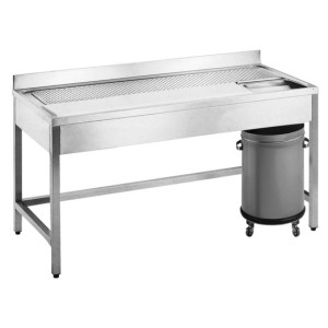 Gemüsewaschtisch mit fahrbarem Mülleimer