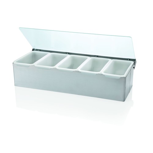 WAS Zutatenbehälter mit 6 Einsätzen Chromnickelstahl/Acryl