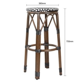 Bolero Pariser Stil PE Rattan Barhocker Schwarz punkt mix (2 Stück) 