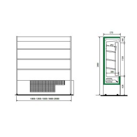 KBS  Wandkühlregal Aurin 2 100 mit Schiebetüren