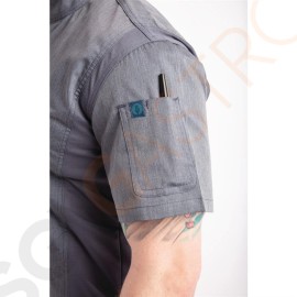 Chef Works Urban Springfield Unisex Kochjacke mit Reißverschluss kurzarm graublau L Brustumfang: 112-117cm | Größe: L