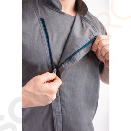 Chef Works Urban Springfield Unisex Kochjacke mit Reißverschluss kurzarm graublau XS Brustumfang: 81-86cm | Größe: XS