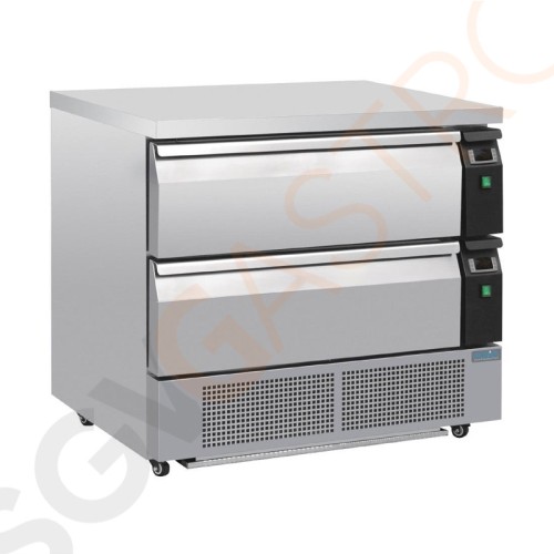 Polar Serie U Unterbaukühl- oder -gefrierschrank mit 2 Schubladen 4 x GN 1/1 460W. Kapazität: 4x 1/1GN. R290