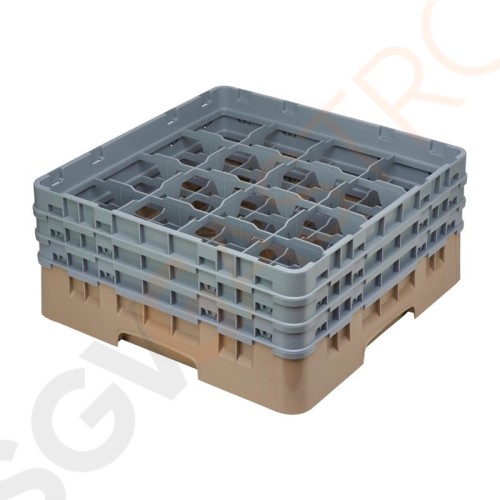 Cambro Gläserspülkorb beige mit 16 Fächern max Glashöhe 17,4cm Größe: 22,5(H) x 50(B) x 50(T)cm