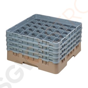 Cambro Gläserspülkorb beige mit 36 Fächern max Glashöhe 21,5cm Größe: 26,7(H) x 50(B) x 50(T)cm
