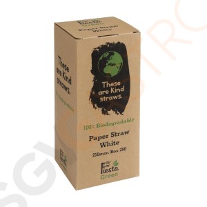 Fiesta Green Kompostierbare Papiertrinkhalme weiß 21(L)cm | 250 Stück