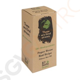 Fiesta Green Kompostierbare Papiertrinkhalme rot geringelt 21(L)cm | 250 Stück