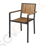 Bolero Stahl- und Akazienholzstühle mit Armlehnen Stahlgestell | Sitzfläche und Lehne aus Holz | Sitzhöhe: 45cm | 4 Stück