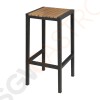 Bolero Stahl- und Akazienholz Barhocker Stahlgestell | Sitzfläche aus Holz | Sitzhöhe: 75cm | 2 Stück