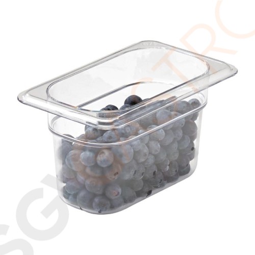 Cambro Camview BPA-freier GN 1/9 Behälter 100mm GN 1/9 | Durchsichtig | 100mm tief | Kapazität: 0,85L Cambro Camview BPA-freier GN 1/9 Behälter 100mm GN 1/9 | Durchsichtig | 100mm tief | Kapazität: 0,85L