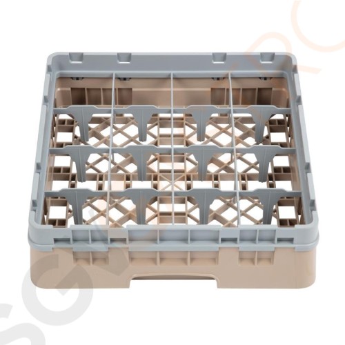 Cambro Gläserspülkorb beige mit 16 Fächern max Glashöhe 9,2cm Größe: 14,3(H) x 50(B) x 50(T)cm