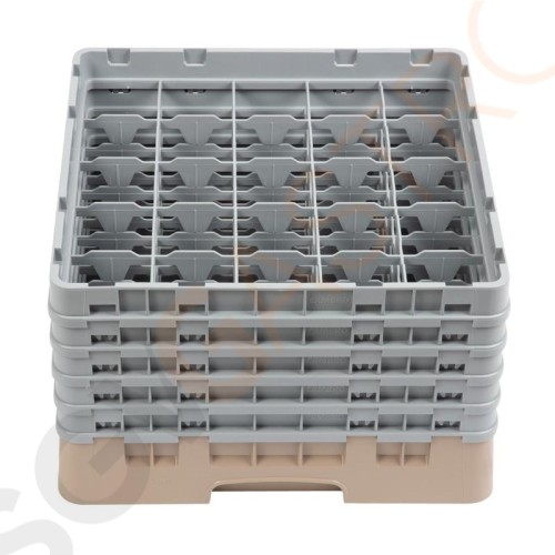 Cambro Gläserspülkorb beige mit 25 Fächern max Glashöhe 25,7cm Größe: 30,8(H) x 50(B) x 50(T)cm