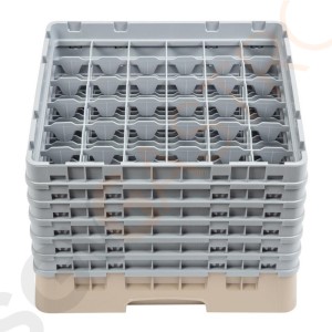 Cambro Gläserspülkorb beige mit 36 Fächern max Glashöhe 29,8cm Größe: 34,9(H) x 50(B) x 50(T)cm