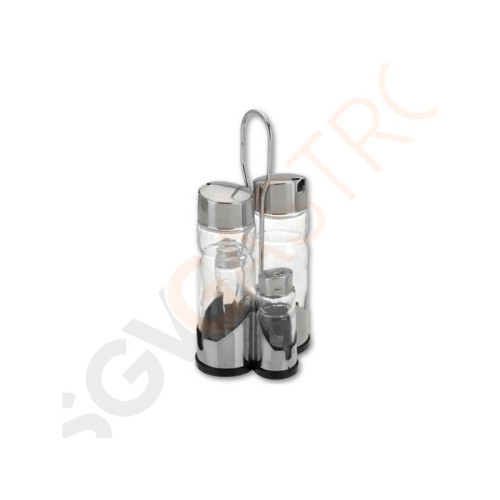 Comas komplettes Menage Set mit Ständer Comas Menage Set: Salz, Pfeffer, Öl & Essig Comas komplettes Menage Set mit Ständer Comas Menage Set: Salz, Pfeffer, Öl & Essig