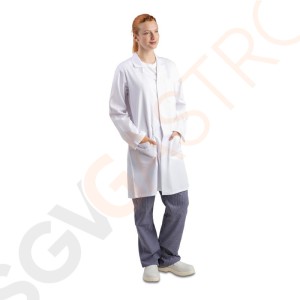 Whites lange Arbeitsjacke Unisex L Größe: L | Polyester-Baumwolle Whites lange Arbeitsjacke Unisex L Größe: L | Polyester-Baumwolle