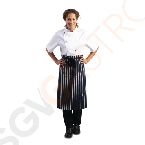 Whites Küchenschürze blau-weiß gestreift Fleischer-Vorbinder. Whites Küchenschürze blau-weiß gestreift Fleischer-Vorbinder.