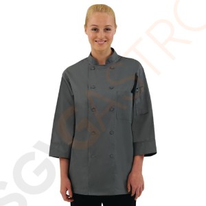 Chef Works Unisex Kochjacke grau XS Größe: XS. Unisex. Farbe: Grau. Dreiviertelarm.