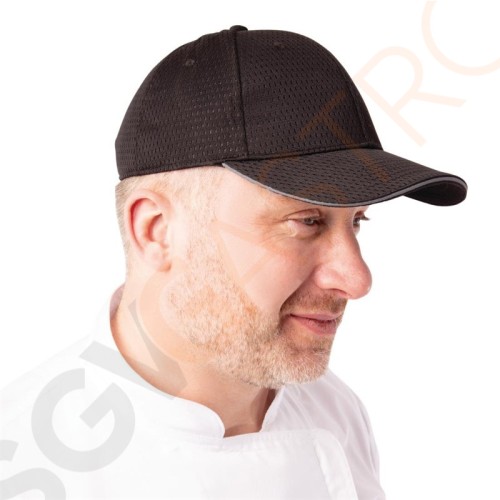 Chef Works Cool Vent Baseballcap schwarz-grau Größe: Einheitsgröße. Farbe: Schwarz mit gauer Paspel.