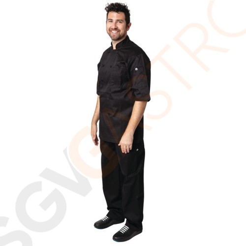 Chef Works Montreal Kochjacke kurze Ärmel schwarz M Größe: M | Brustumfang: 102 - 107cm