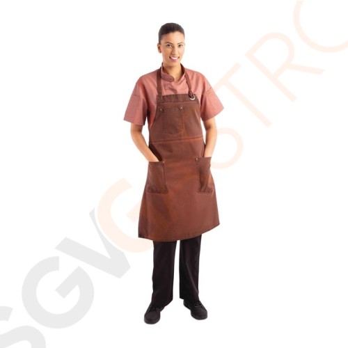 Chef Works Urban Dorset kurze Schürze rostbraun Farbe: Rostbraun | Material: 100% Baumwolle | Größe: 76,5 (B) x 86,5 (L)cm