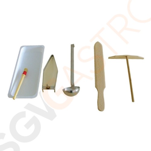 Krampouz Zubehörsatz für Crêpes 6 Zubehöre | inklusive Schöpfkelle aus Edelstahl