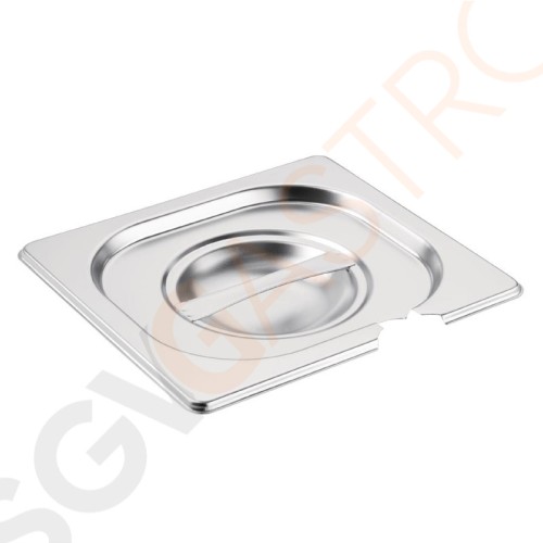 Vogue Deckel mit Löffelaussparung für GN-Behälter GN1/6 GN1/6. Inklusive Löffelaussparung. Material: Edelstahl.