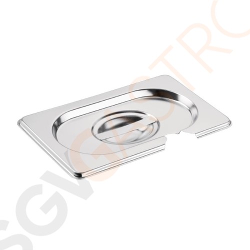 Vogue Deckel mit Löffelaussparung für GN-Behälter GN1/9 GN1/9. Inklusive Löffelaussparung. Material: Edelstahl.