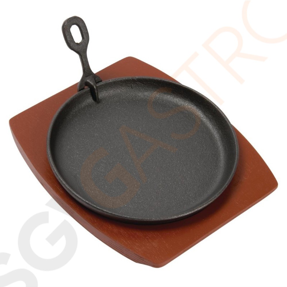 Olympia runde Servierpfanne mit Holzuntersetzer 22cm 22(Ø)cm | Gusseisen und Holz Olympia runde Servierpfanne mit Holzuntersetzer 22cm 22(Ø)cm | Gusseisen und Holz