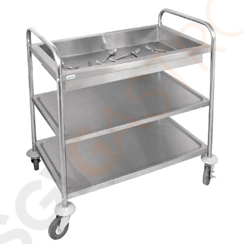 Vogue Edelstahl Servierwagen Größe: 94(H) x 85,5(B) x 53,5(T)cm | Material: Edelstahl | Kapazität: 40kg