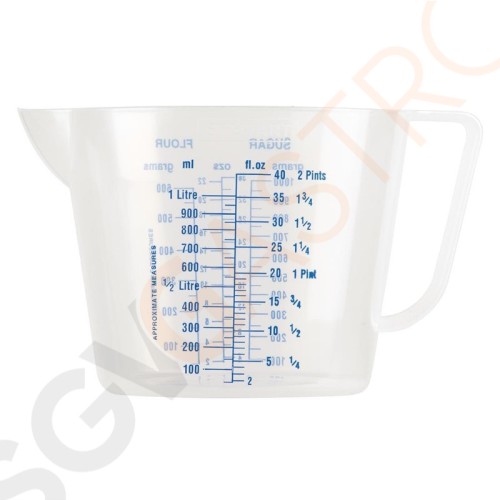 Messbecher 1 Liter Kapazität: 1 Liter. Leicht abzulesen.