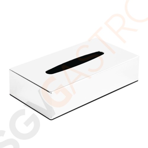 Bolero Taschentuchbox rechteckig Chrom Geeignet für Taschentücher CF120 | Kunststoff und Chrom