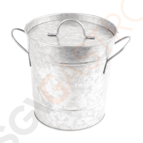 Olympia verzinkter Eiseimer mit Deckel 3,4L Isoliert | Kapazität: 3,4L | 22,5 x 19,4(Ø)cm | verzinkter Edelstahl