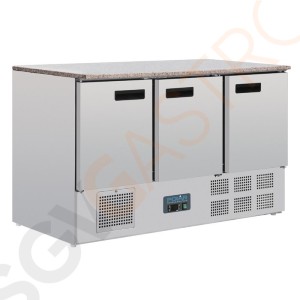 Polar Serie G Thekenkühltisch mit Marmorarbeitsfläche 3-türig 368Ltr 368Ltr. 3türig (9 x 1/1 GN)
