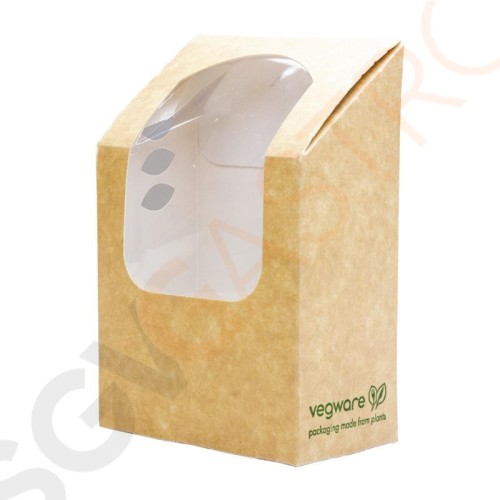 Vegware Kombostierbare Wrap-Boxen braun mit PLA-Sichtfenster 500 Stück